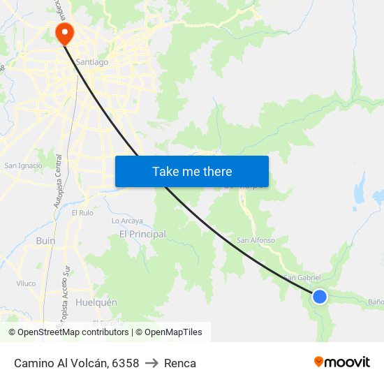 Camino Al Volcán, 6358 to Renca map