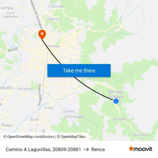 Camino A Lagunillas, 20809-20881 to Renca map
