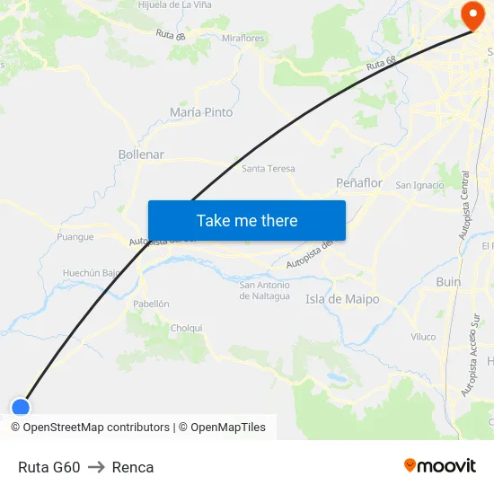 Ruta G60 to Renca map