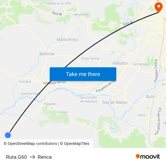 Ruta G60 to Renca map