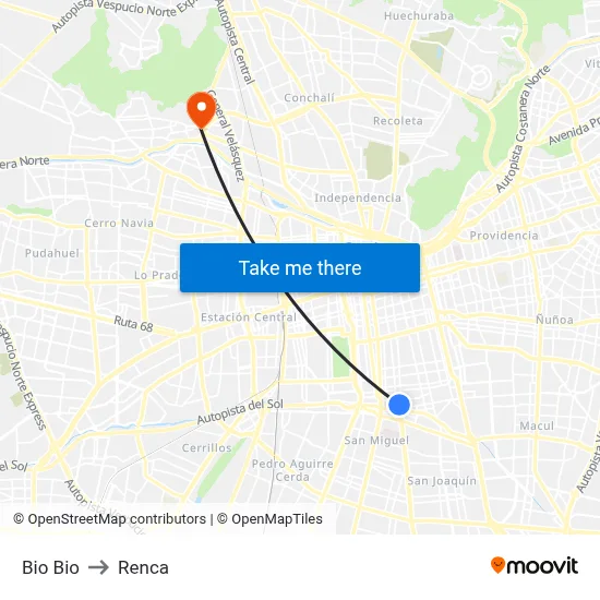 Bio Bio to Renca map