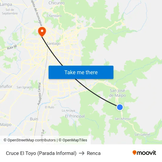 Cruce El Toyo (Parada Informal) to Renca map