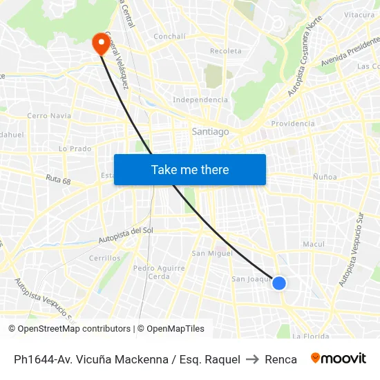 Ph1644-Av. Vicuña Mackenna / Esq. Raquel to Renca map
