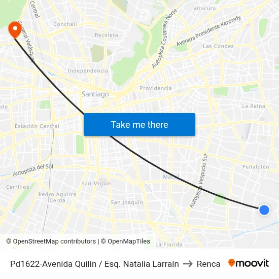Pd1622-Avenida Quilín / Esq. Natalia Larraín to Renca map