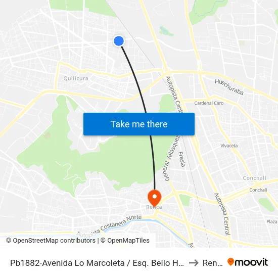 Pb1882-Avenida Lo Marcoleta / Esq. Bello Horizonte to Renca map