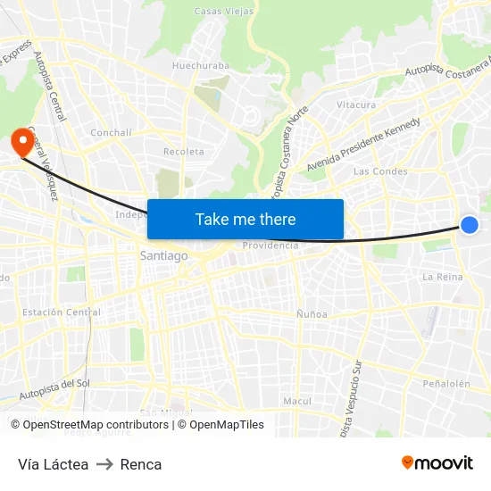 Vía Láctea to Renca map