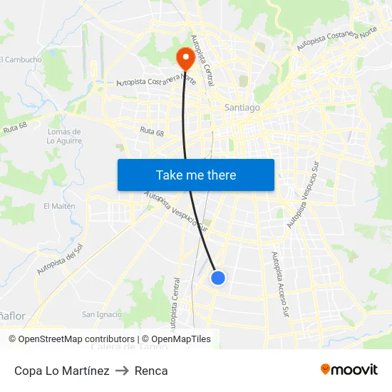 Copa Lo Martínez to Renca map