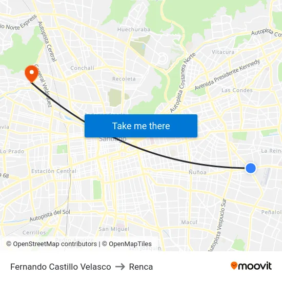 Fernando Castillo Velasco to Renca map