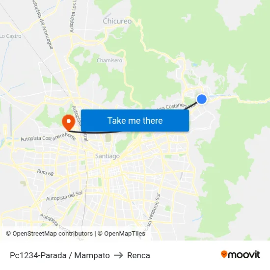 Pc1234-Parada / Mampato to Renca map