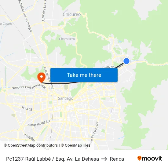 Pc1237-Raúl Labbé / Esq. Av. La Dehesa to Renca map