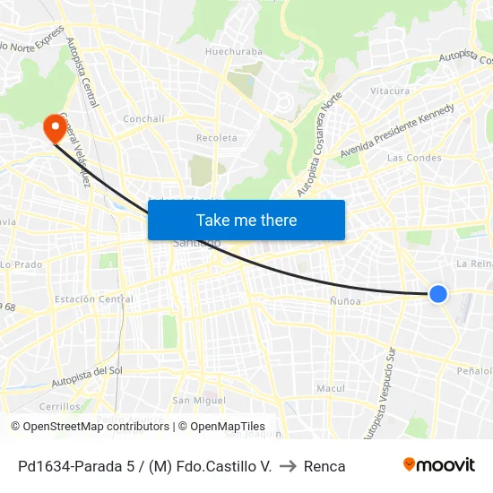 Pd1634-Parada 5 / (M) Fdo.Castillo V. to Renca map
