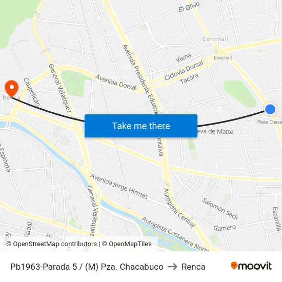 Pb1963-Parada 5 / (M) Pza. Chacabuco to Renca map