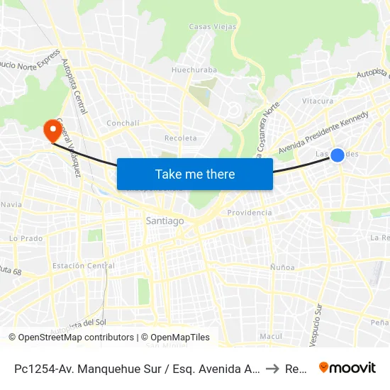 Pc1254-Av. Manquehue Sur / Esq. Avenida Apoquindo to Renca map
