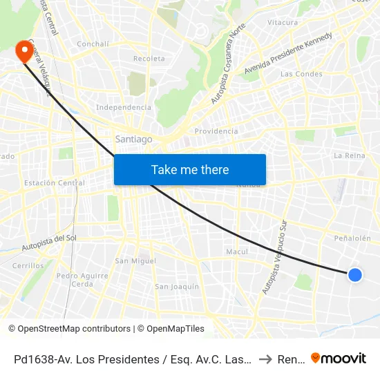 Pd1638-Av. Los Presidentes / Esq. Av.C. Las Perdices to Renca map