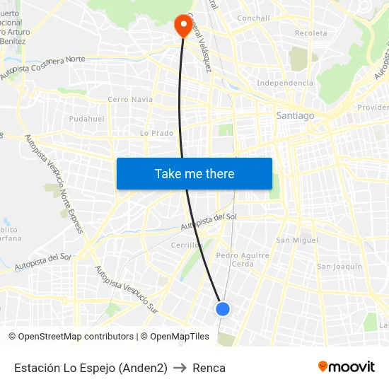 Estación Lo Espejo (Anden2) to Renca map
