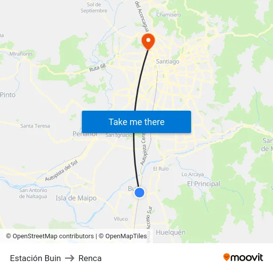 Estación Buin to Renca map