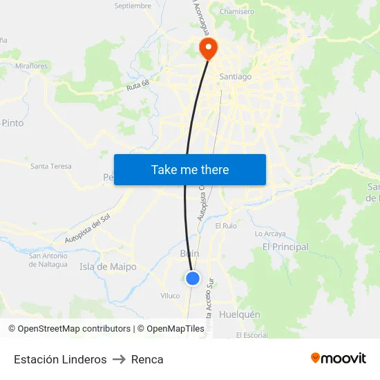 Estación Linderos to Renca map