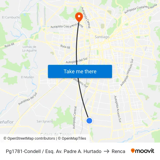 Pg1781-Condell / Esq. Av. Padre A. Hurtado to Renca map