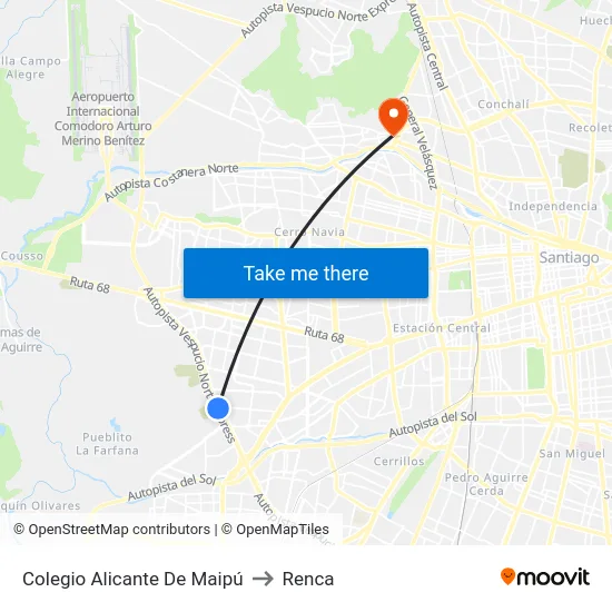 Colegio Alicante De Maipú to Renca map