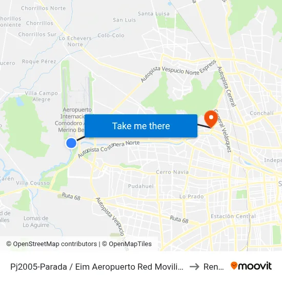Pj2005-Parada  / Eim Aeropuerto   Red Movilidad to Renca map