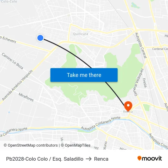 Pb2028-Colo Colo / Esq. Saladillo to Renca map