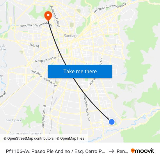 Pf1106-Av. Paseo Pie Andino / Esq. Cerro Pochoco to Renca map