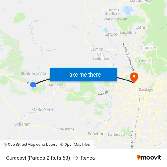 Curacaví (Parada 2 Ruta 68) to Renca map