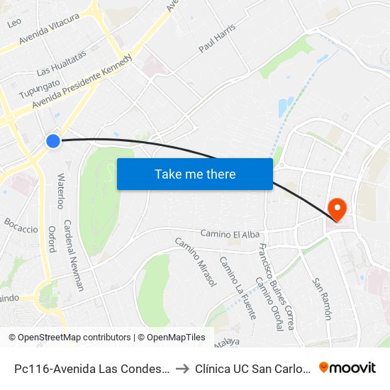 Pc116-Avenida Las Condes / Esq. G. Fuenzalida to Clínica UC San Carlos De Apoquindo map