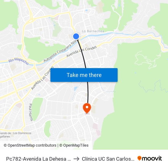 Pc782-Avenida La Dehesa / Esq. Raúl Labbé to Clínica UC San Carlos De Apoquindo map