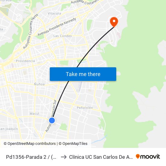 Pd1356-Parada 2 / (M) Quilín to Clínica UC San Carlos De Apoquindo map