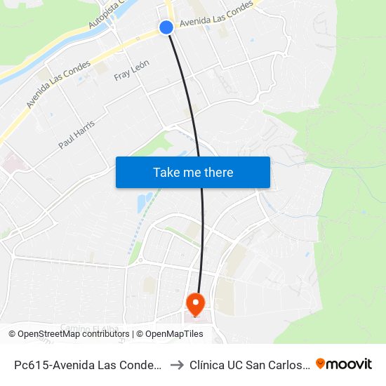 Pc615-Avenida Las Condes / Esq. La Cabaña to Clínica UC San Carlos De Apoquindo map