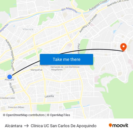 Alcántara to Clínica UC San Carlos De Apoquindo map