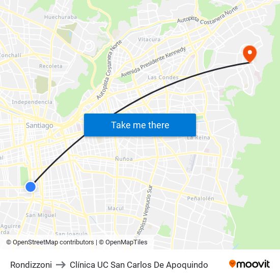 Rondizzoni to Clínica UC San Carlos De Apoquindo map