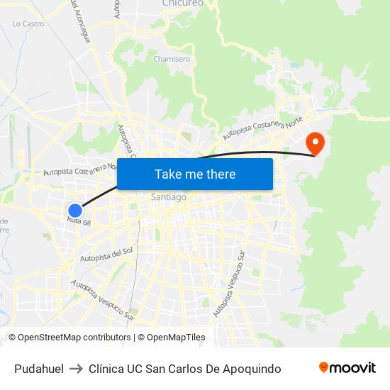 Pudahuel to Clínica UC San Carlos De Apoquindo map