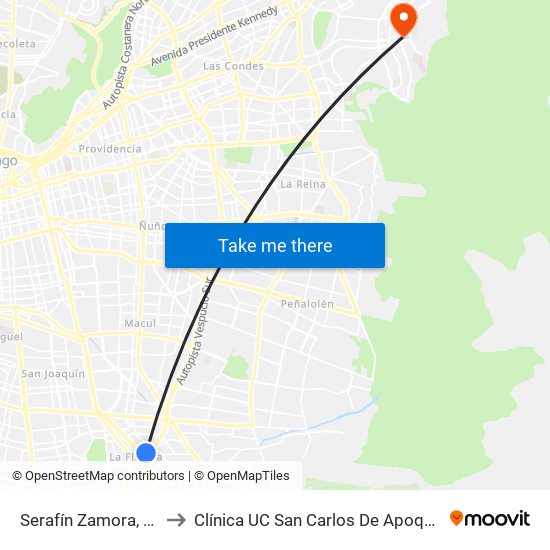 Serafín Zamora, 153 to Clínica UC San Carlos De Apoquindo map