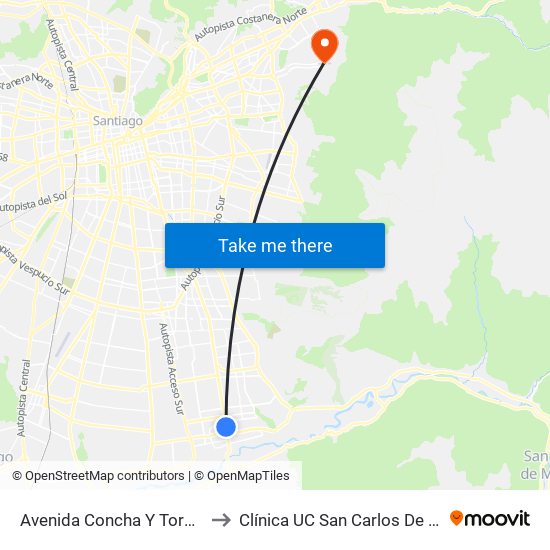Avenida Concha Y Toro, 302-398 to Clínica UC San Carlos De Apoquindo map