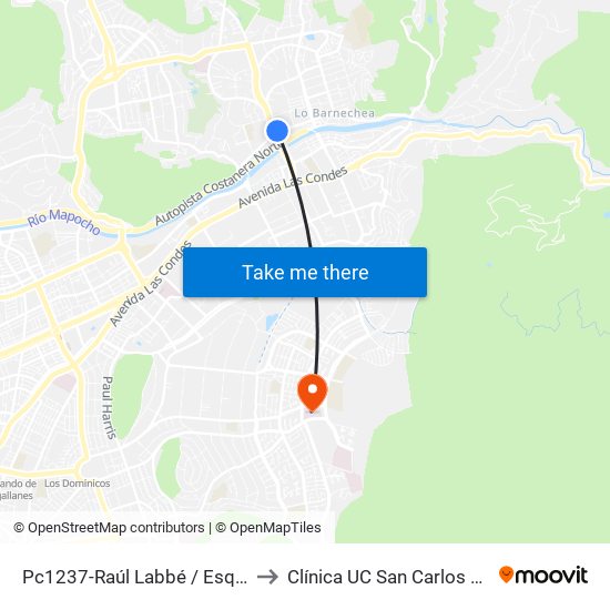 Pc1237-Raúl Labbé / Esq. Av. La Dehesa to Clínica UC San Carlos De Apoquindo map