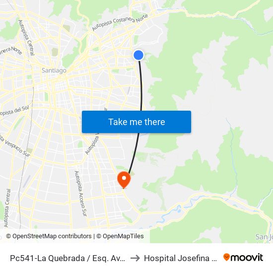 Pc541-La Quebrada / Esq. Av. Paul Harris to Hospital Josefina Martínez map