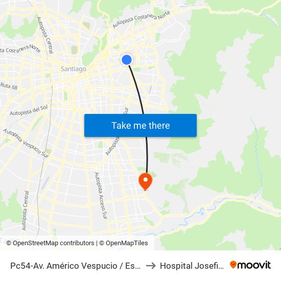 Pc54-Av. Américo Vespucio / Esq. Av. Cristóbal Colón to Hospital Josefina Martínez map