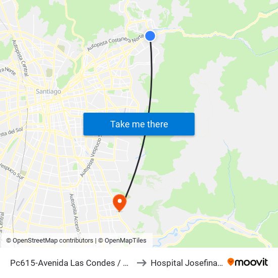 Pc615-Avenida Las Condes / Esq. La Cabaña to Hospital Josefina Martínez map