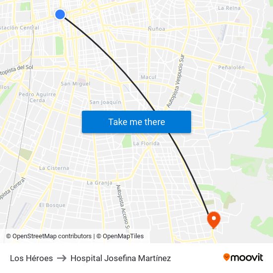 Los Héroes to Hospital Josefina Martínez map