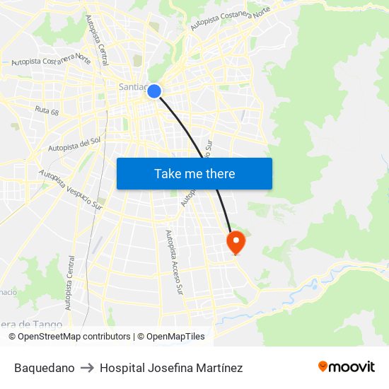 Baquedano to Hospital Josefina Martínez map