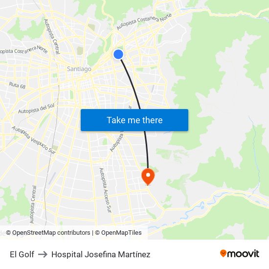 El Golf to Hospital Josefina Martínez map