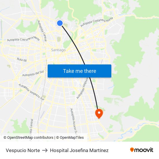 Vespucio Norte to Hospital Josefina Martínez map