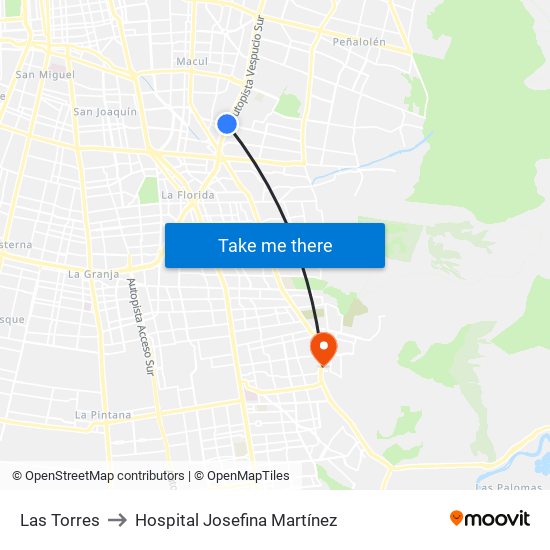 Las Torres to Hospital Josefina Martínez map