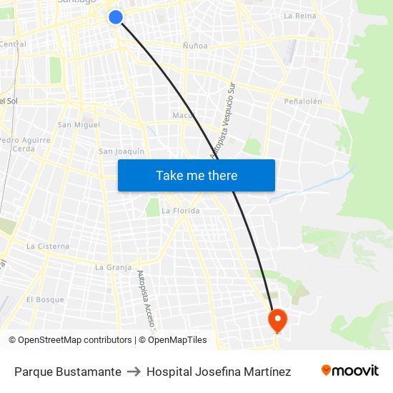 Parque Bustamante to Hospital Josefina Martínez map