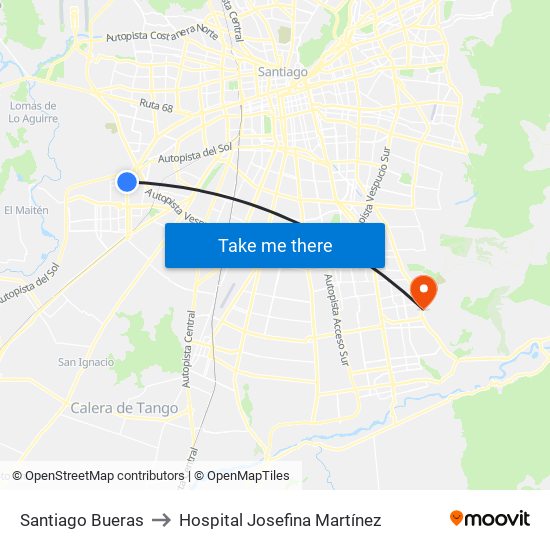 Santiago Bueras to Hospital Josefina Martínez map