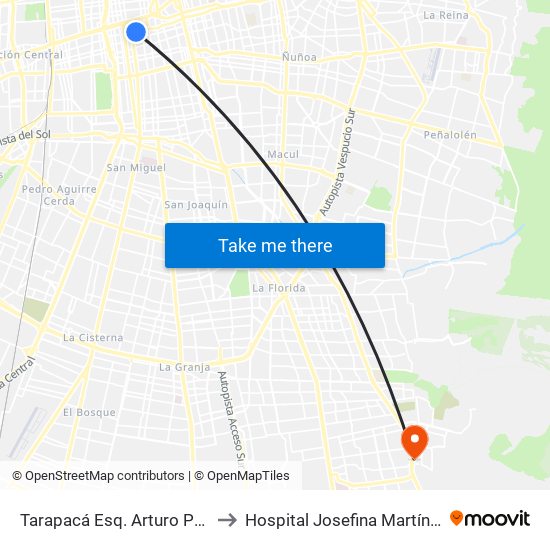 Tarapacá Esq. Arturo Prat to Hospital Josefina Martínez map