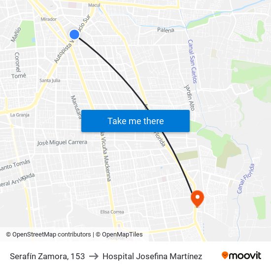 Serafín Zamora, 153 to Hospital Josefina Martínez map