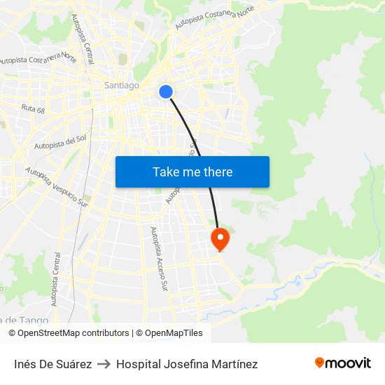 Inés De Suárez to Hospital Josefina Martínez map